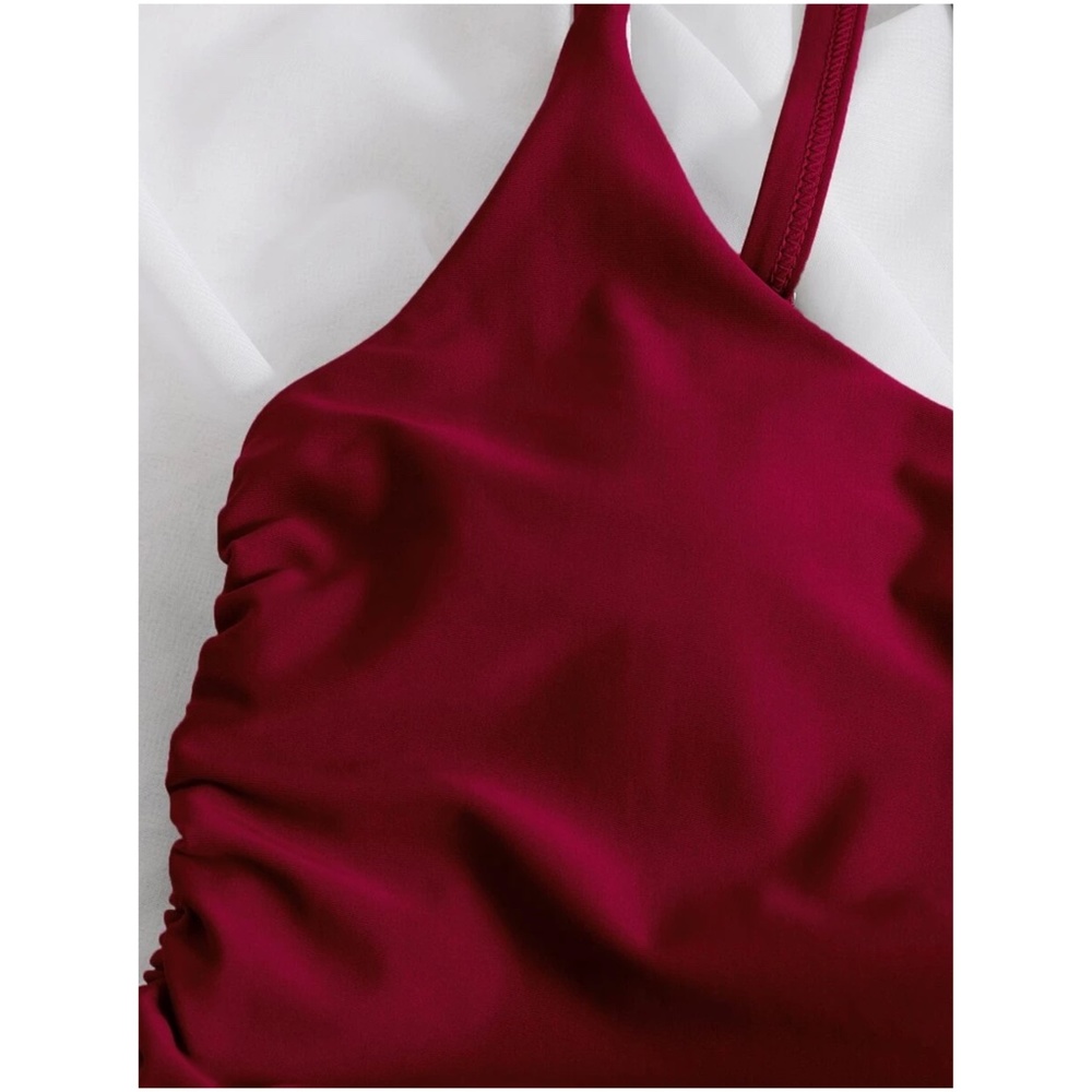 One Shoulder Tie Side Cheeky One Piece Monokini Swim - Picture 5 of 9